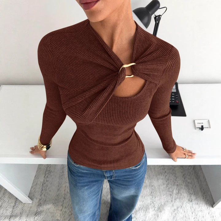 Damen Elegantes asymmetrisches Oberteil mit hochwertigem Knotendesign Drune