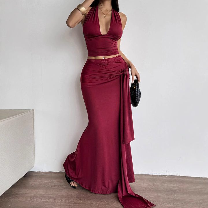 Damen Maxi-Kleid im eleganten Wickelstil Drune