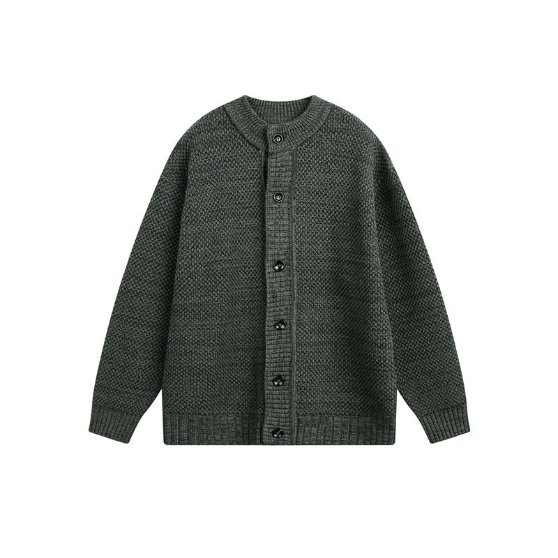 Unisex Grobstrick-Cardigan mit Perlmuster und durchgehender Knopfleiste Drune