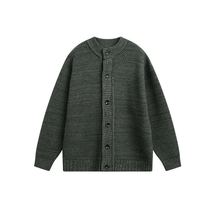 Unisex Grobstrick-Cardigan mit Perlmuster und durchgehender Knopfleiste Drune