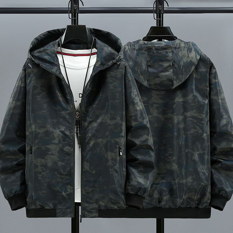 Herren Modische Kapuzenjacke mit Camouflage-Muster Drune