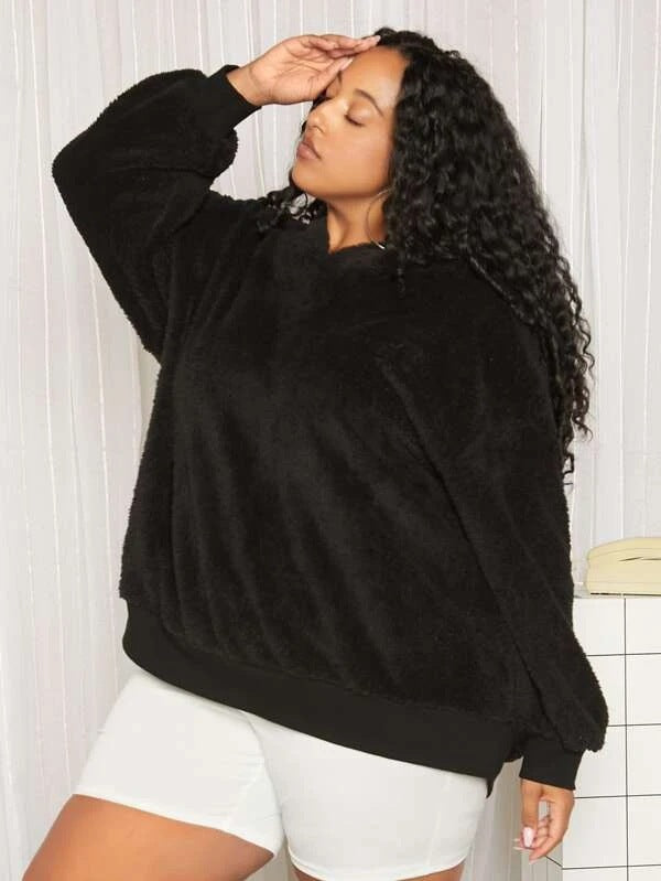 Damen Kuscheliger Oversized Hoodie mit Hasenohren Drune