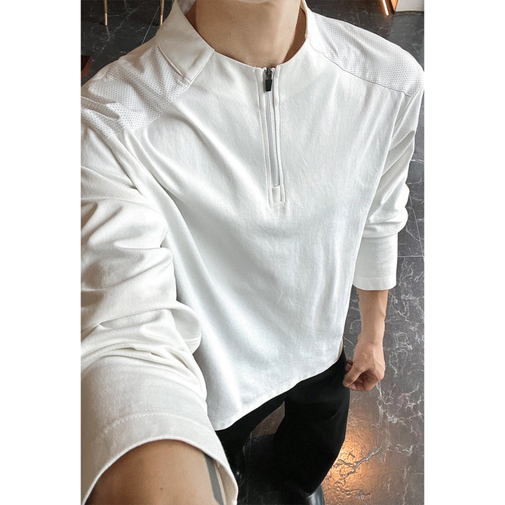 Herren Sportlicher Stehkragen Pulli mit Reißverschluss Drune
