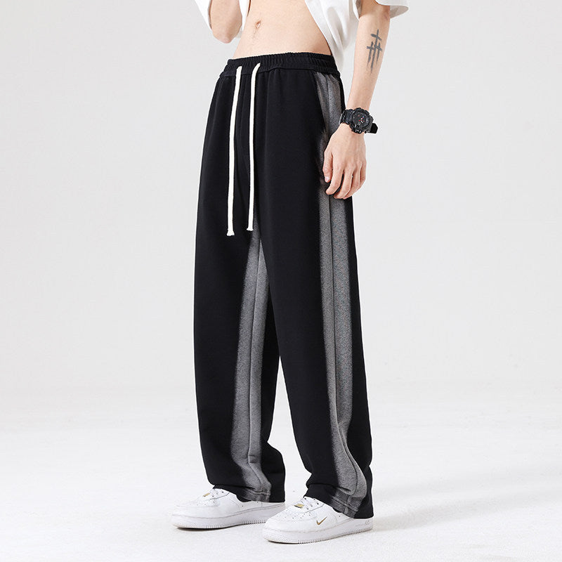 Herren Oversize Trainingshose mit kontrastseitigem Panel, Tunnelzug & geradem Bein Drune