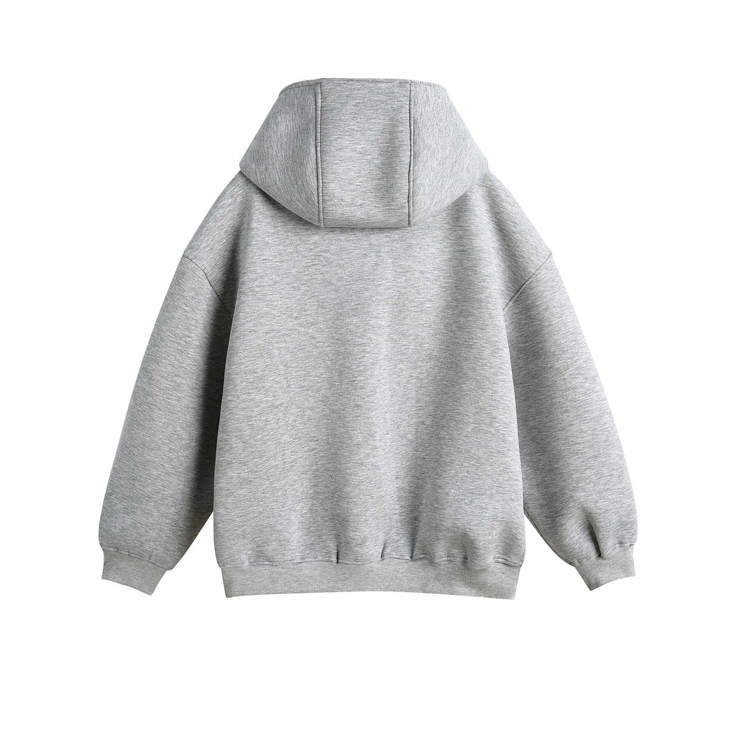 Unisex Oversize Kapuzen‑Zipjacke mit asymmetrischem Reißverschluss und hohem Funnelkragen Drune