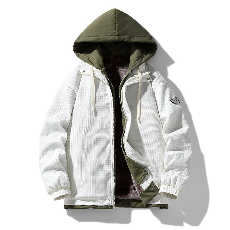 Herren Zweilagige Kapuzenjacke mit Fleece-Innenfutter und Allover-Sketch-Print Drune