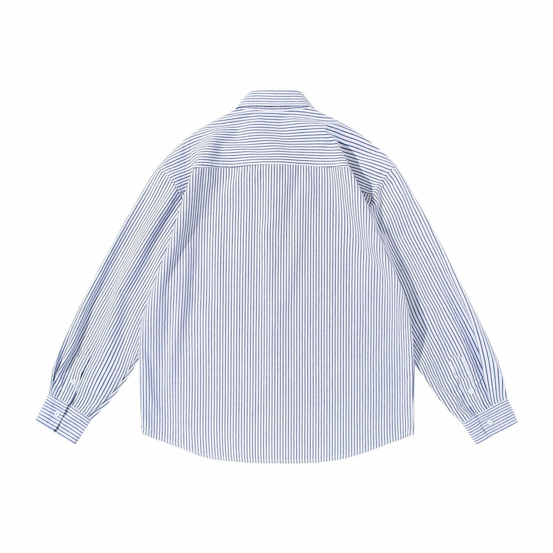Damen Gestreiftes Oversize-Hemd im Oxford-Style mit Button-Down-Kragen und Brusttasche Drune
