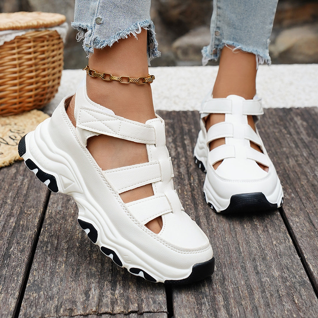 Damen  sportive Plateau-Sandalette im Sneakerstil mit verstellbaren Riemen und dämpfender EVA-Sohle Drune