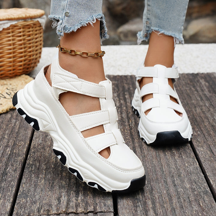Damen  sportive Plateau-Sandalette im Sneakerstil mit verstellbaren Riemen und dämpfender EVA-Sohle Drune