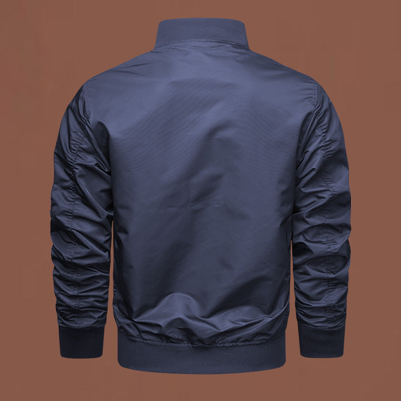 Herren nan leichter Nylon-Bomber mit Ärmeltasche, Reißverschluss und gerippten Bündchen Drune