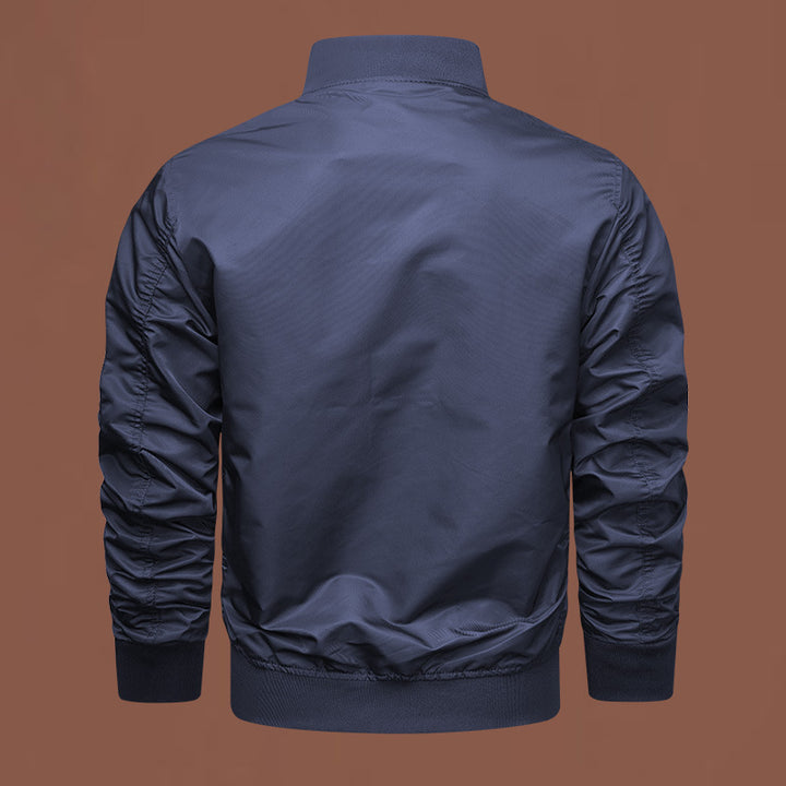 Herren nan leichter Nylon-Bomber mit Ärmeltasche, Reißverschluss und gerippten Bündchen Drune