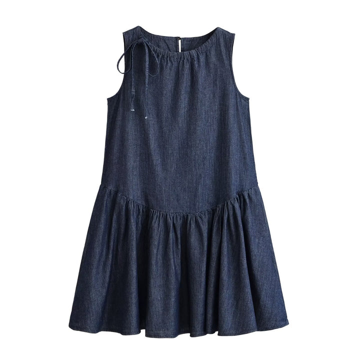 Damen Sommerkleid mit voluminösem Rocksaum und raffiniertem Schnürdetail Drune