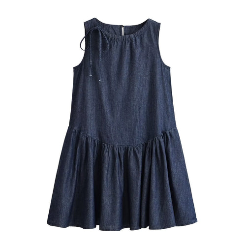 Damen Sommerkleid mit voluminösem Rocksaum und raffiniertem Schnürdetail Drune
