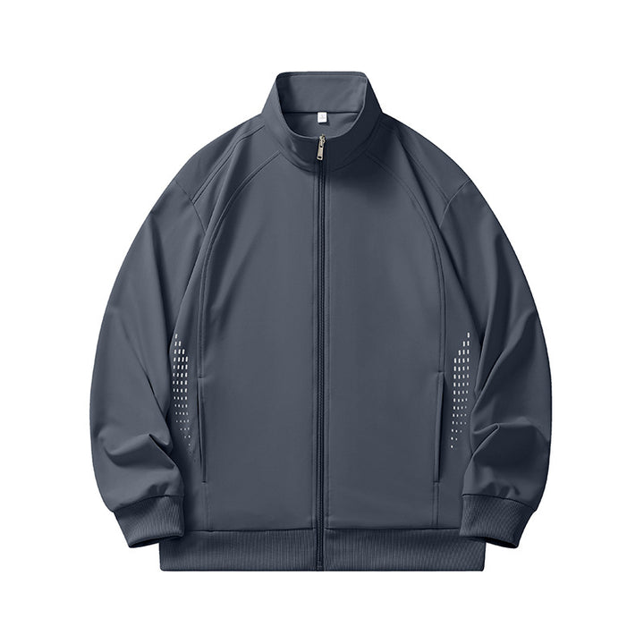 Herren leichte winddichte Zip-Trainingsjacke mit Stehkragen, Raglanärmeln und seitlichen Reflektorpunkten Drune