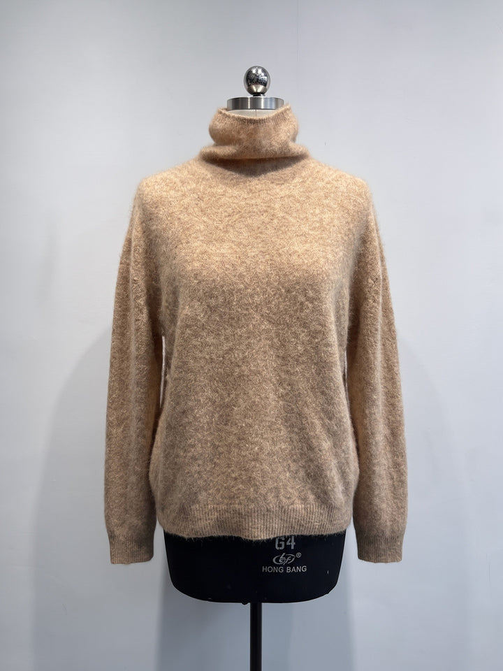 Damen Gemütlicher Rollkragen Strickpullover Drune