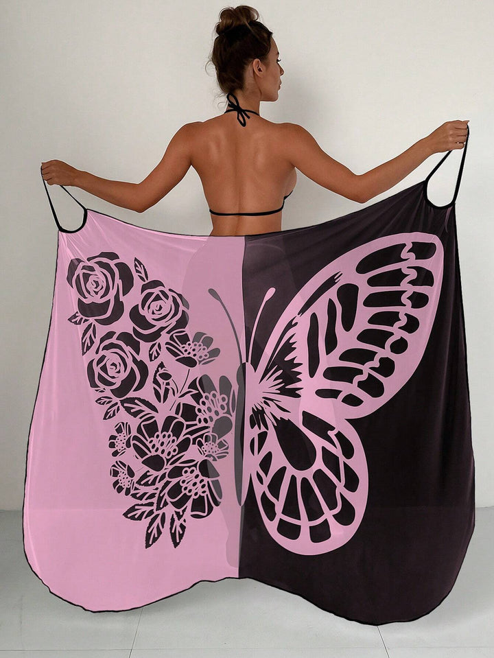 Damen Strandtuch mit elegantem Schmetterlingsdruck Drune