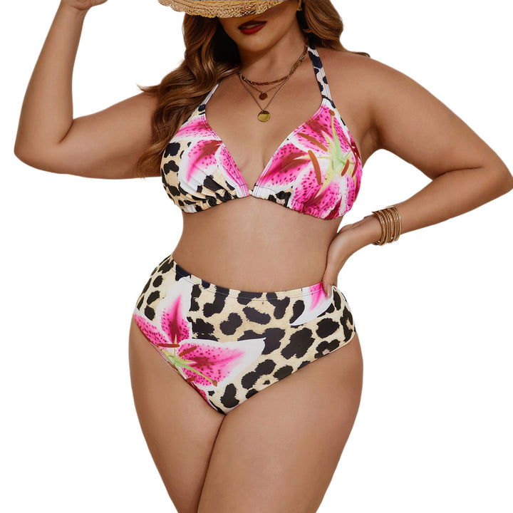 Damen Hochgeschnittener Bikini mit floralem Leo-Design Drune