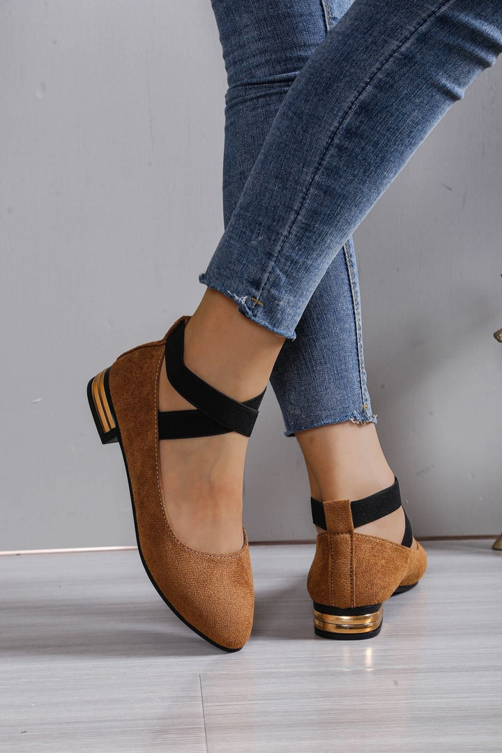 Damen Elegante Ballerinas mit elastischem Riemchen Drune