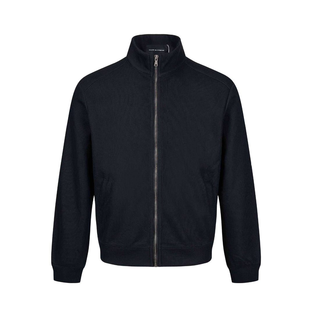 Herren Leichte Sweatjacke aus Baumwoll‑Mix mit Stehkragen, durchgehendem Reißverschluss und Eingrifftaschen Drune