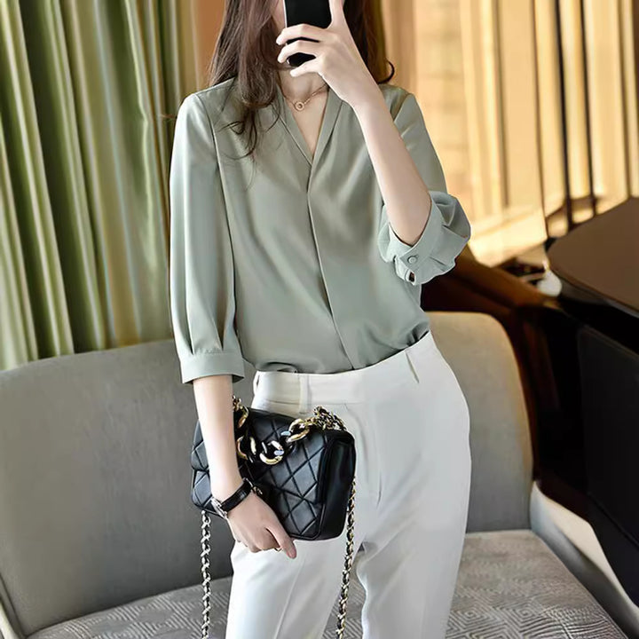 Damen Elegante Bluse mit Ballonärmeln Drune