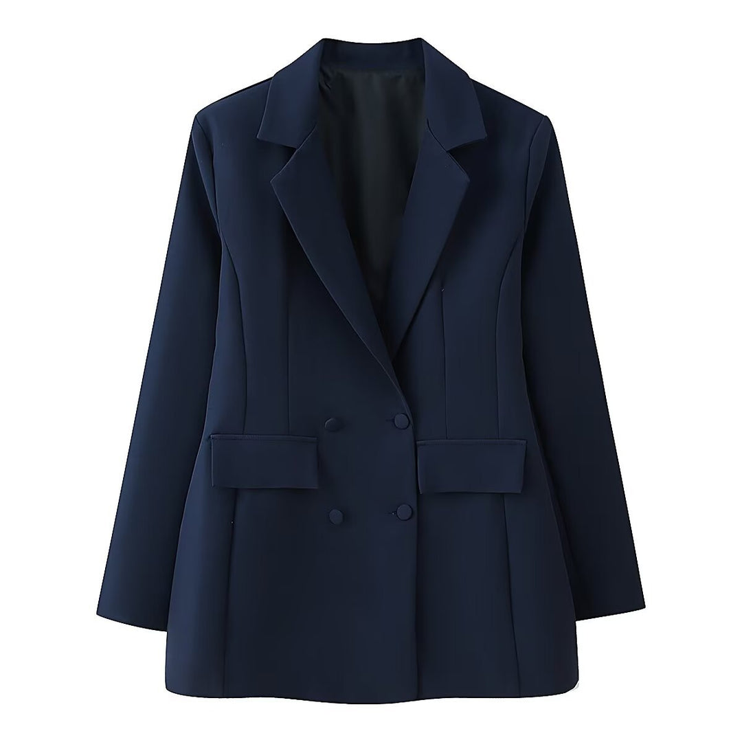 Damen 20+ taillierter doppeltreihiger Blazer mit Pattentaschen und fein strukturierter Silhouette Drune