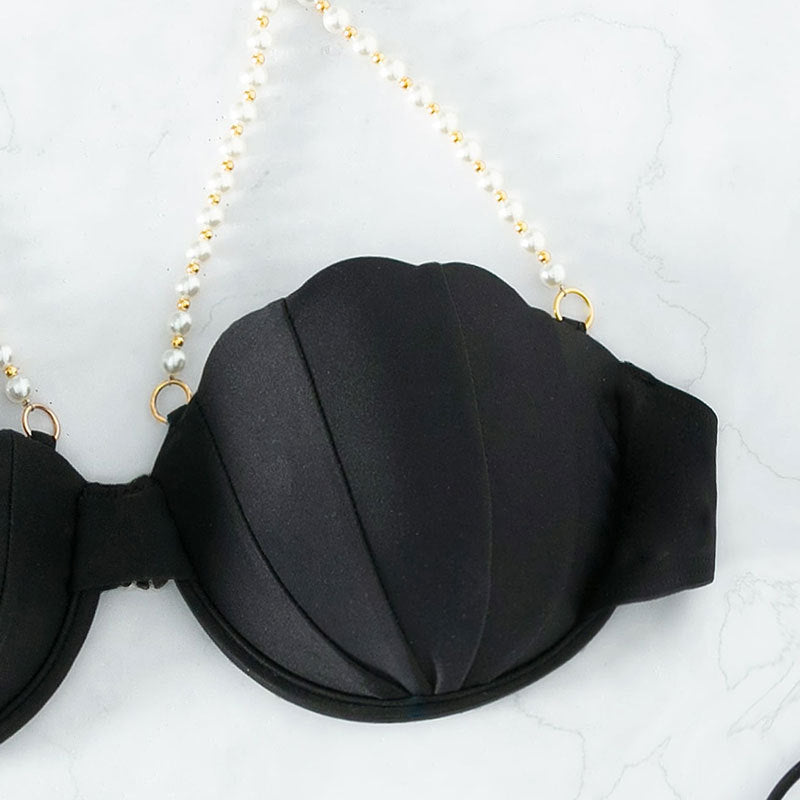 Damen Bikinioberteil mit muschelförmigem Design und Perlenschnürung Drune