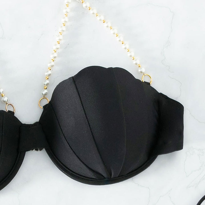 Damen Bikinioberteil mit muschelförmigem Design und Perlenschnürung Drune