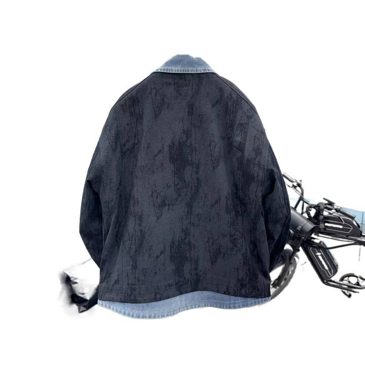 Herren Overshirt-Jacke mit Jeans-Innenblende und Reißverschluss-Brusttasche Drune