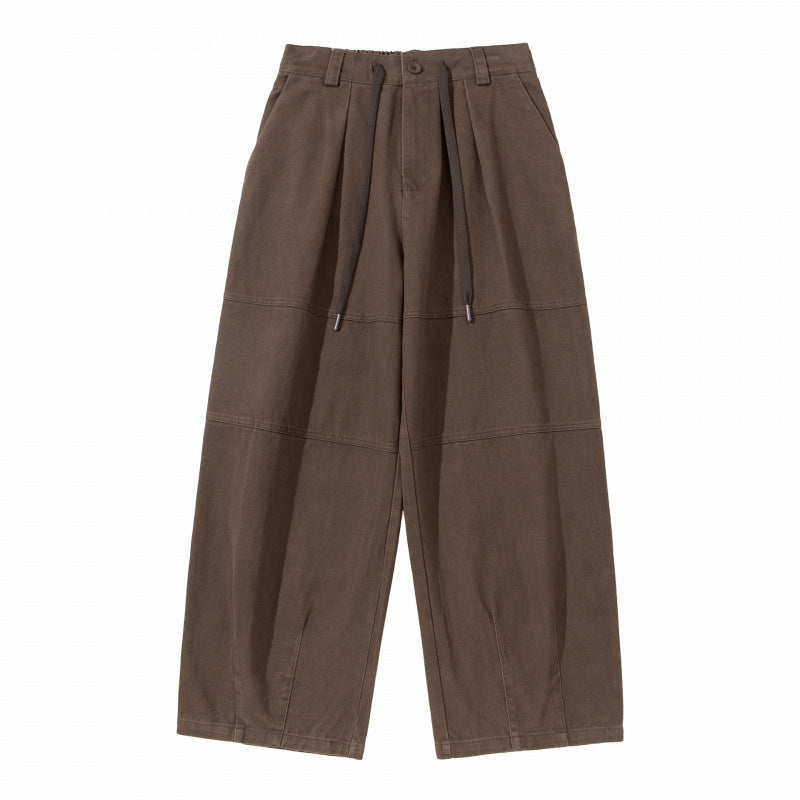 Damen Weite High‑Waist Plissierte Culotte‑Hose mit Kordelzug und Teilungsnähten Drune