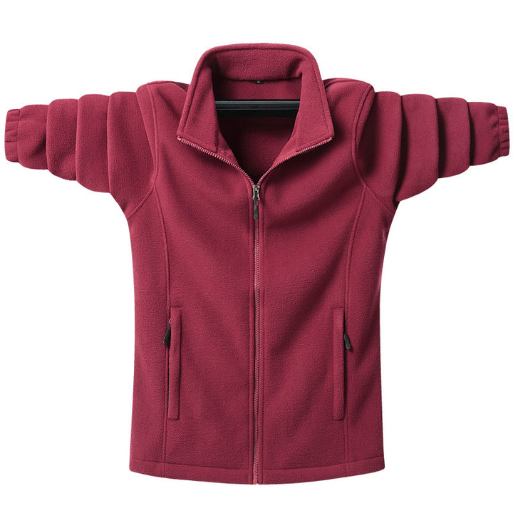Herren klassische Fleecejacke mit durchgehendem Reißverschluss, Stehkragen und verdeckten Eingrifftaschen Drune