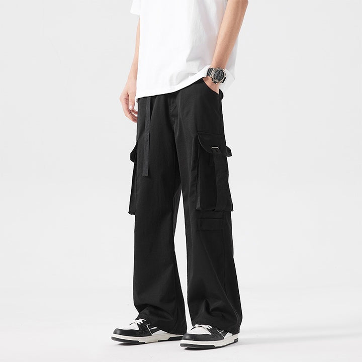 Herren Baggy-Cargohose mit extra großen Utility-Taschen, geradem Bein & integriertem Stoffgürtel Drune