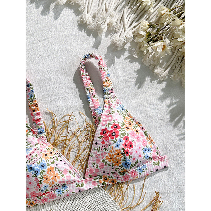 Damen Triangel-Bikinioberteil mit floralem Musterdruck Drune