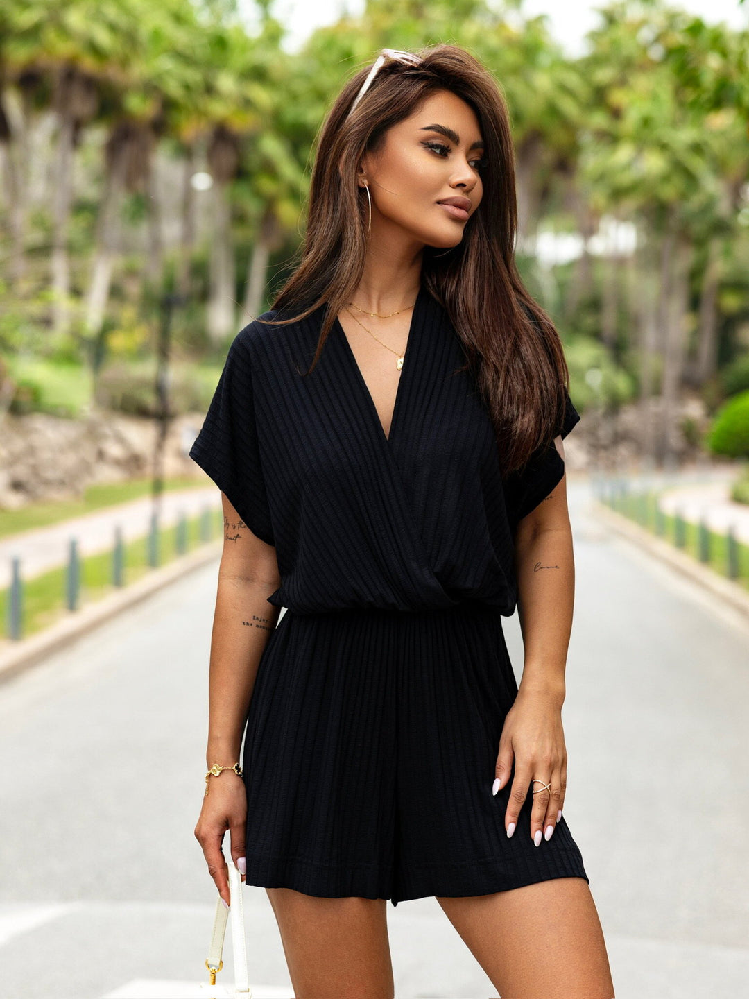Damen legeres Jumpsuit mit Wickeloptik und bequemem Schnitt Drune