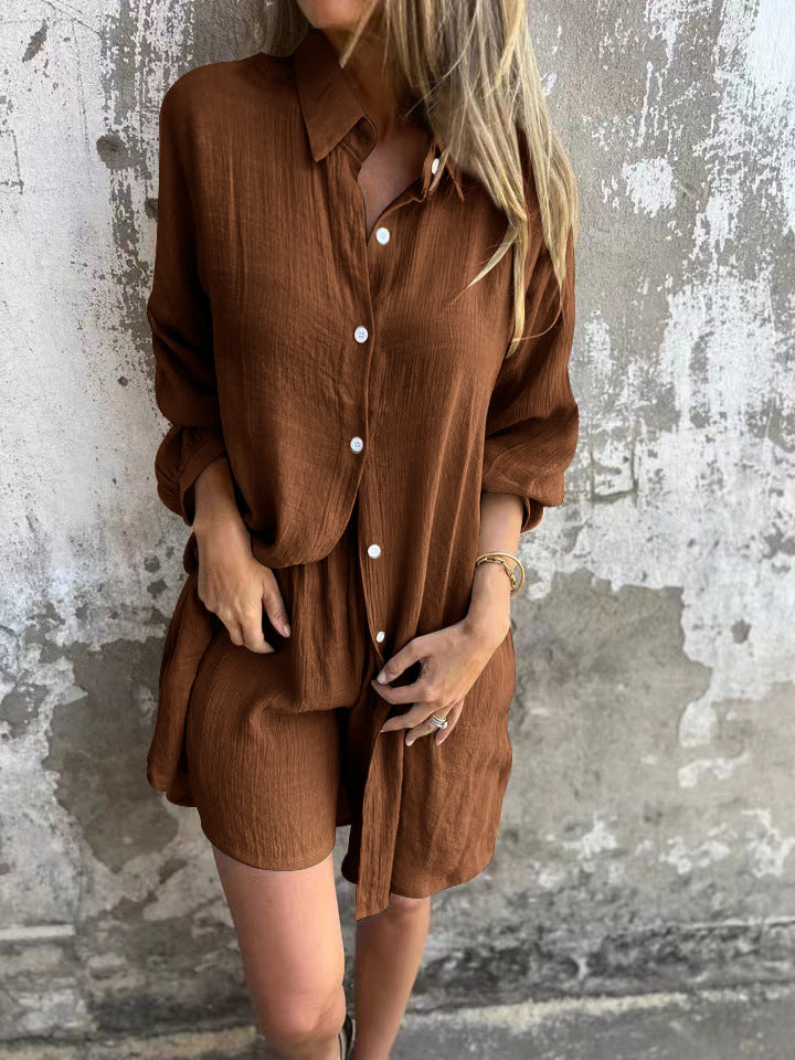 Damen Langärmlige Hemdbluse im Oversize-Stil mit Knopfleiste Drune