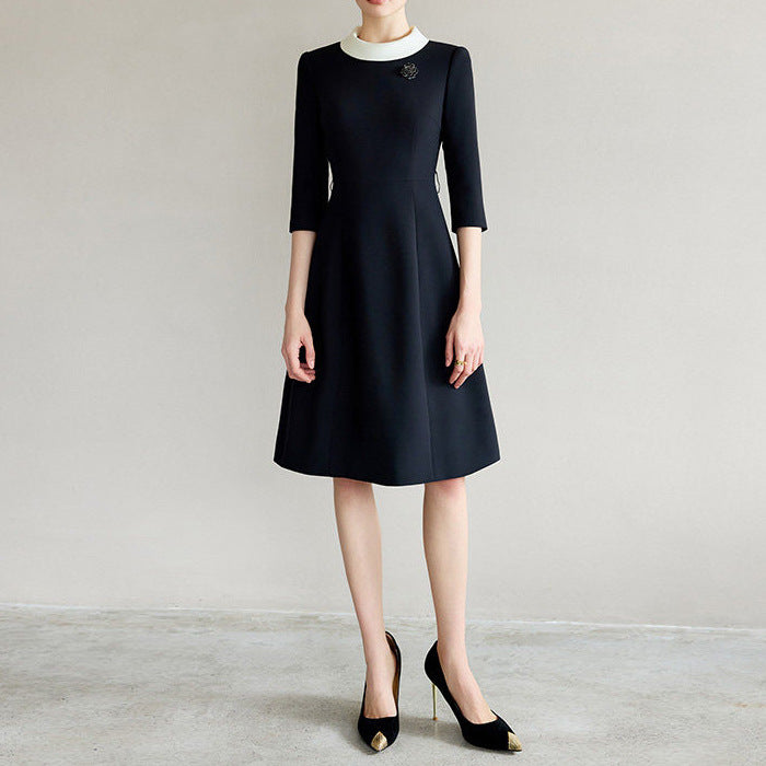 Damen Elegantes Midikleid mit Taillengürtel Drune
