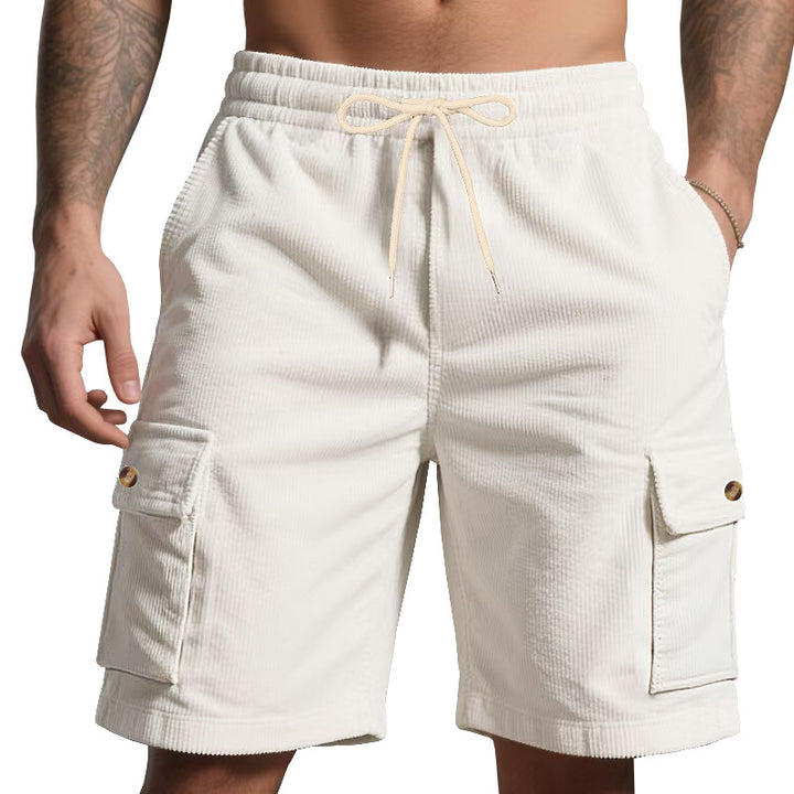 Herren nan Cord-Cargo-Shorts mit elastischem Tunnelzugbund, aufgesetzten Cargotaschen und weichem Baumwollmix Drune