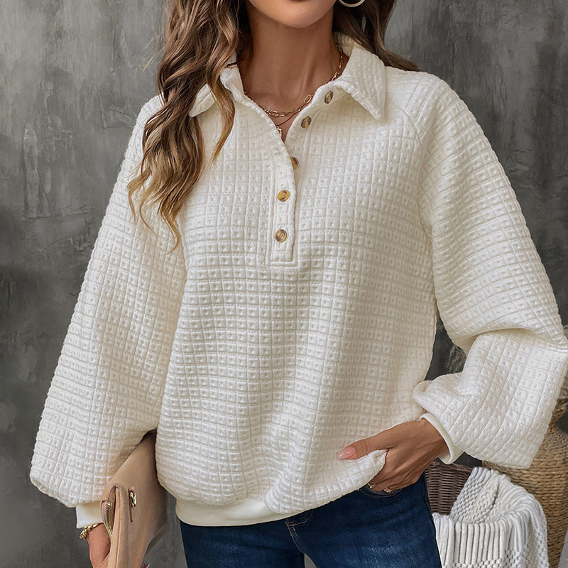 Damen kuscheliges Oversized Sweatshirt mit Knopfdetails Drune