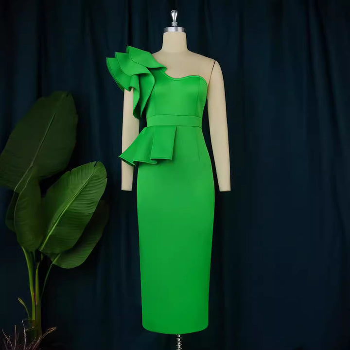 Damen Cocktailkleid mit asymmetrischem Volant Drune
