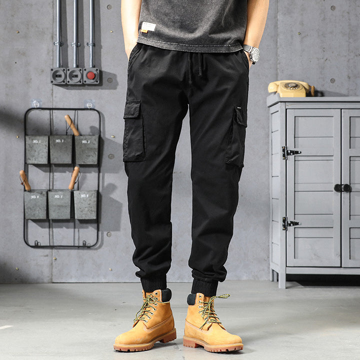 Herren Funktionale Cargo-Joggerhose mit elastischem Komfortbund, großzügigen Klapp-Utility-Taschen und gerippten Knöcheln Drune
