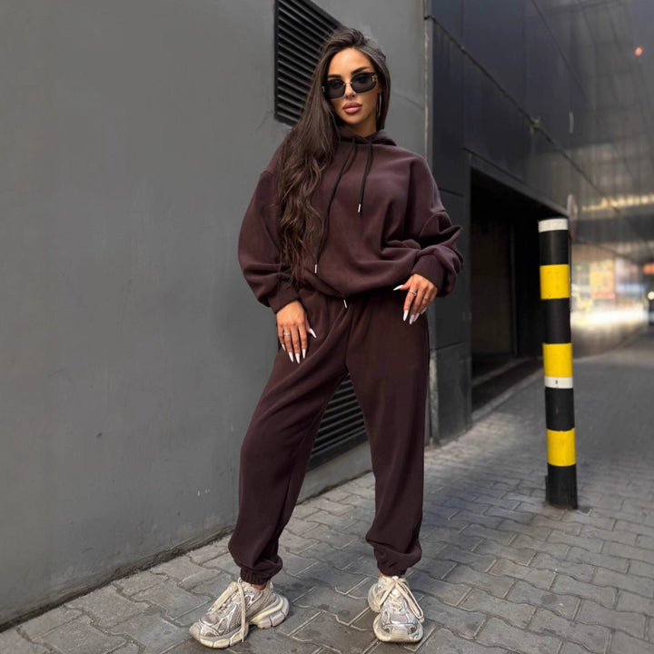 Damen kuscheliger Relaxed-Fit Sportanzug mit elastischem Bund und praktischen Taschen Drune
