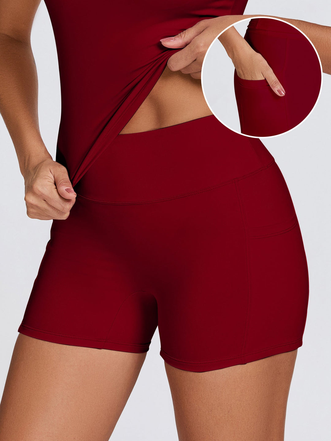 Damen Funktionale Sport-Shorts mit seitlichen Taschen und hohem Bund Drune