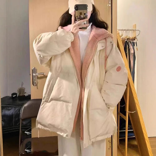 Damen Modische und gefütterte Pufferjacke mit hohem Kragen und großen Taschen Drune