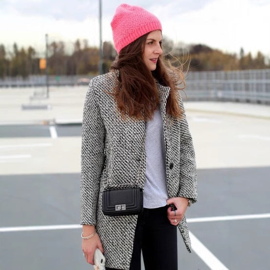 Damen Elegante zweireihige Blazerjacke mit klassischem Houndstooth-Muster Drune