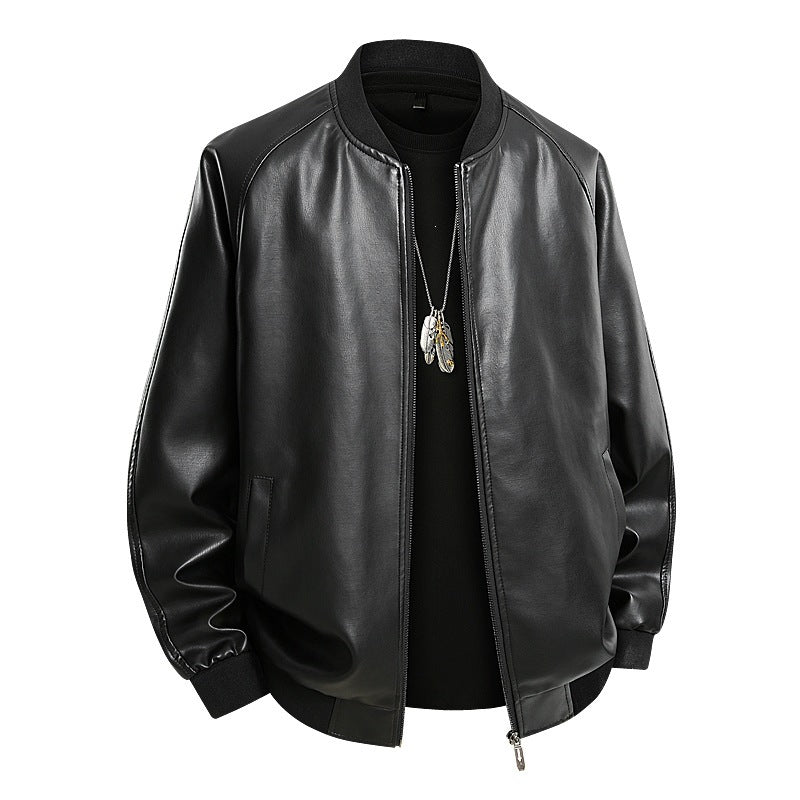 Herren Modische Leder Bomberjacke Drune