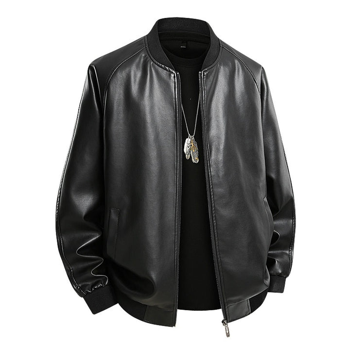 Herren Modische Leder Bomberjacke Drune