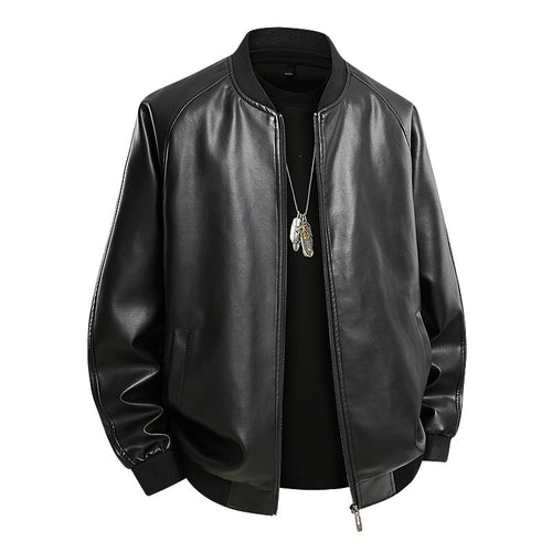 Herren Modische Leder Bomberjacke Drune