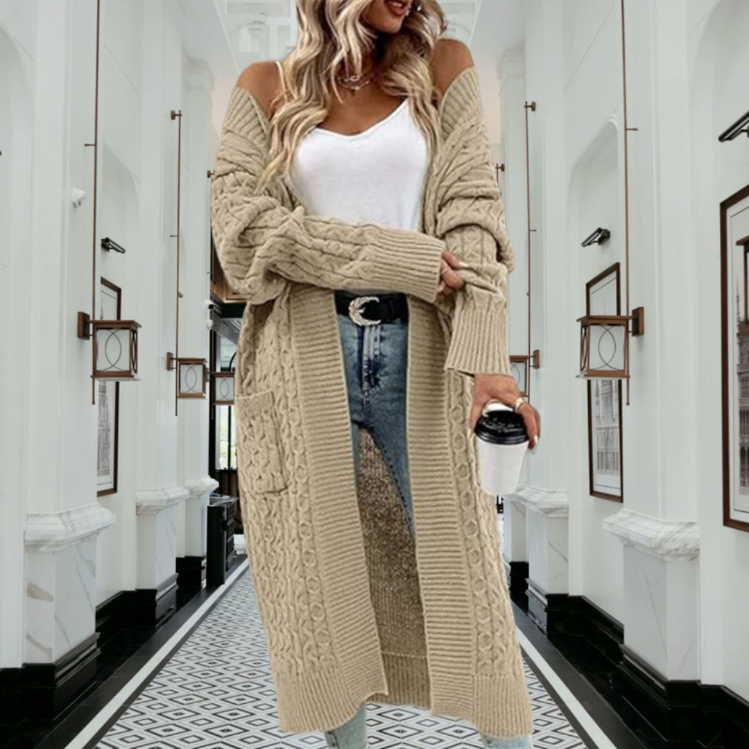Damen Grobstrick-Cardigan mit offenem Design und praktischen Taschen Drune
