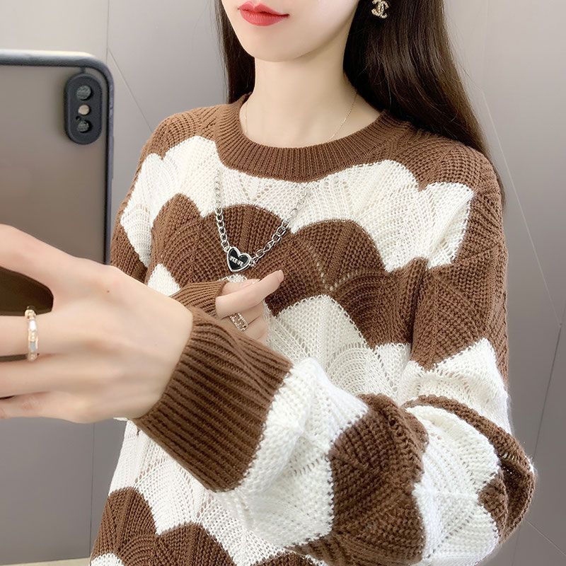 Damen Grobstrickpullover mit Wellenmuster Drune