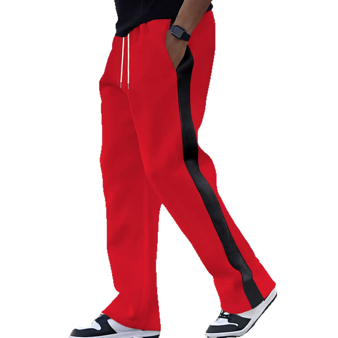 Herren Weite Trackhose mit Kontrastseiten, Tunnelzug und geripptem Bund Drune