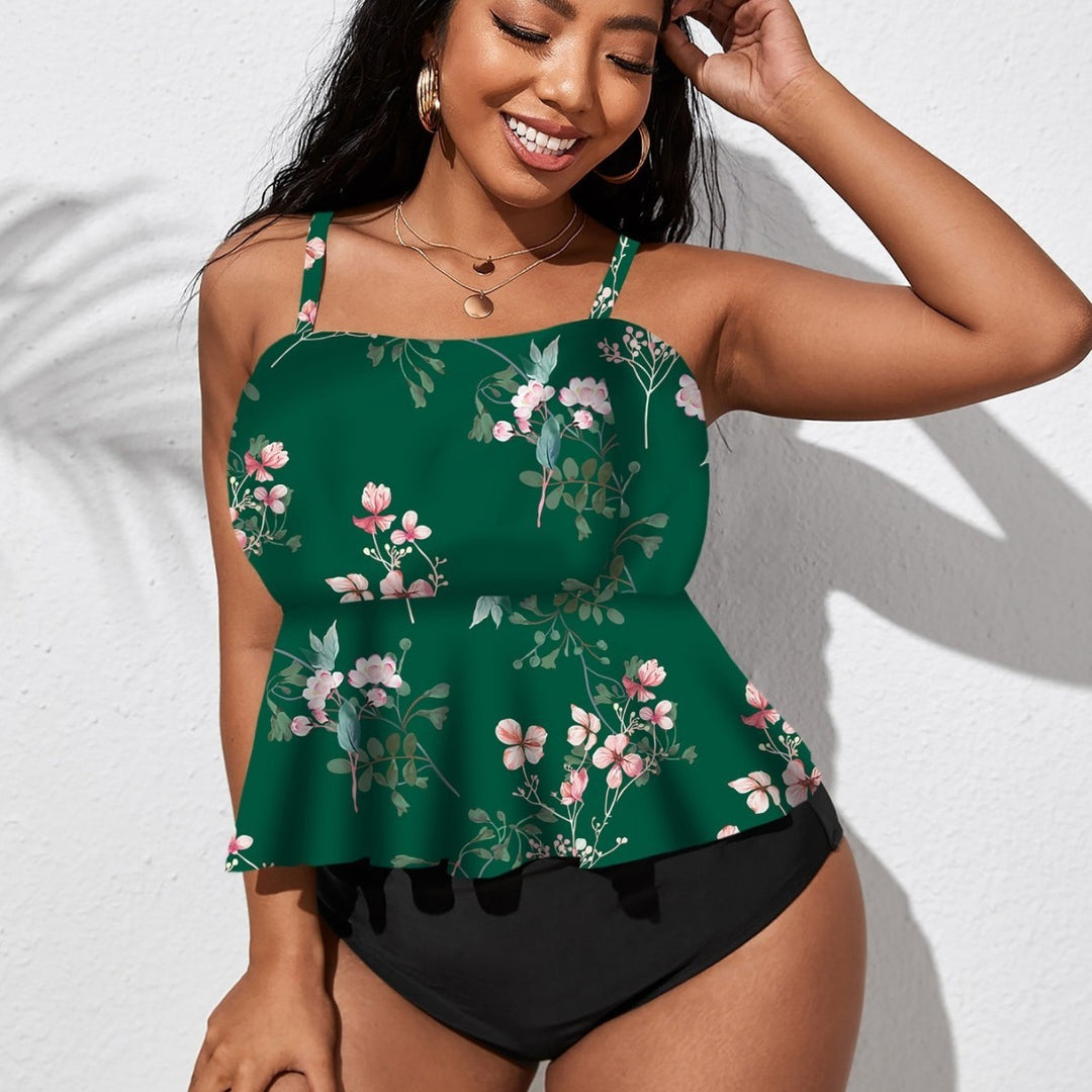 Damen Peplum-Badeoberteil mit floralem Design Drune